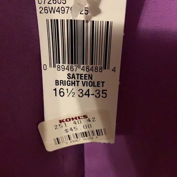 (2) Men’s Arrow Fitted Shirts 16.5 34/35 Deep pink and sateen bright violet NWT - Picture 7 of 9